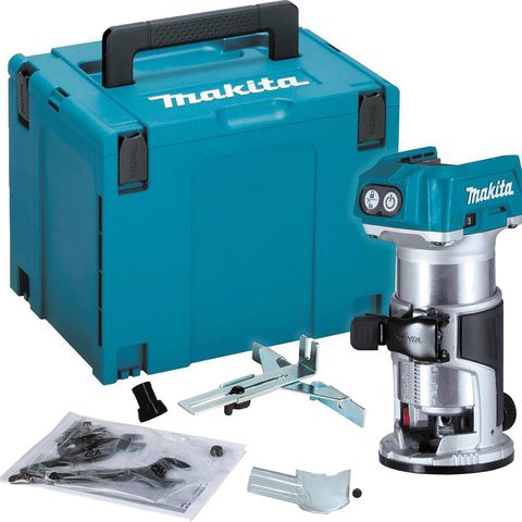 Makita RT001GZ21 40VMAX XGT 6mm & 8mm Router Trimmer (Bare Unit) with Trimmer Guide, Straight Guide and MakPac Case