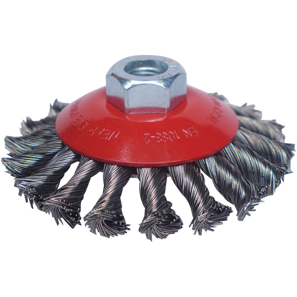 National Abrasives 100mm M14 Twist Knot Power Bevel Brush Machine Mart Machine Mart 3908