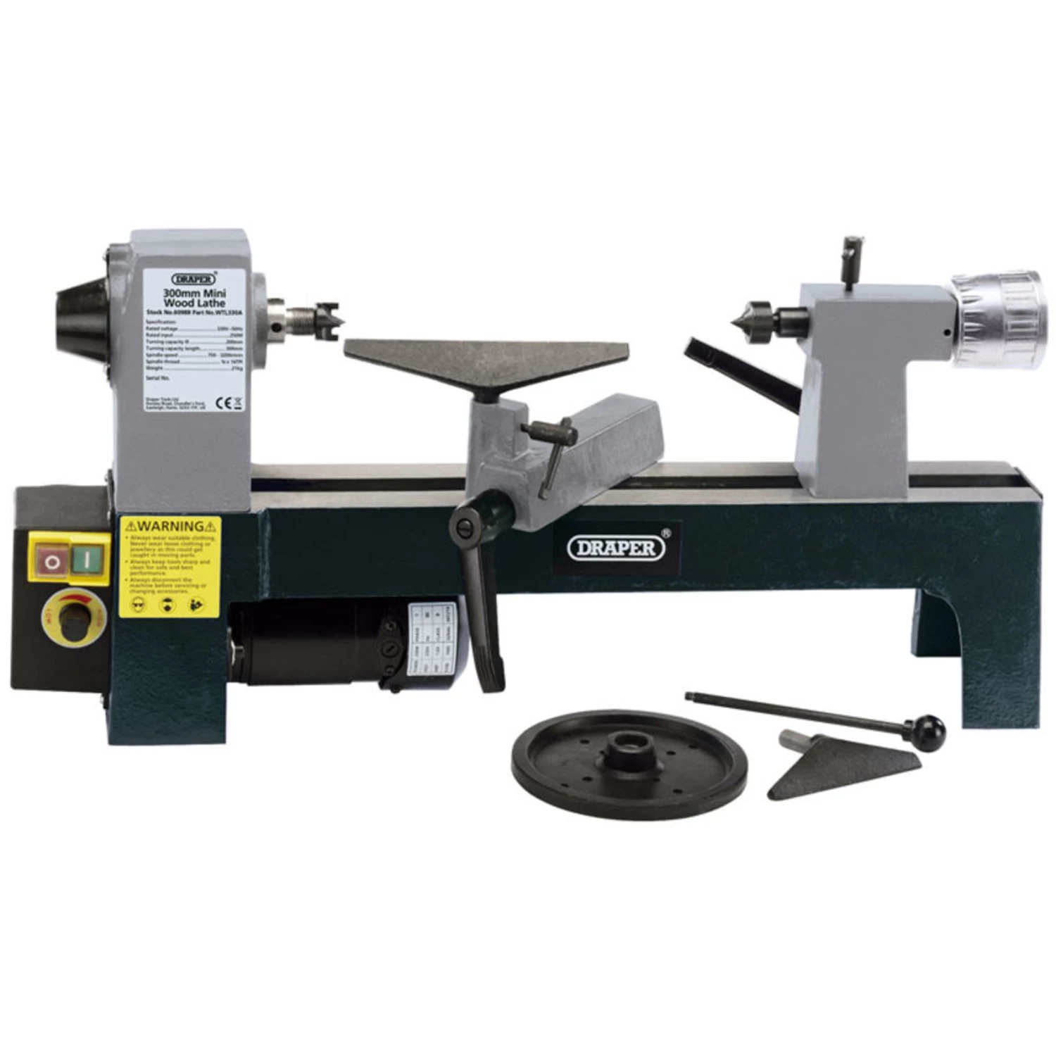 Draper WTL330A 250W Variable Speed Mini Wood Lathe 230V - Machine Mart
