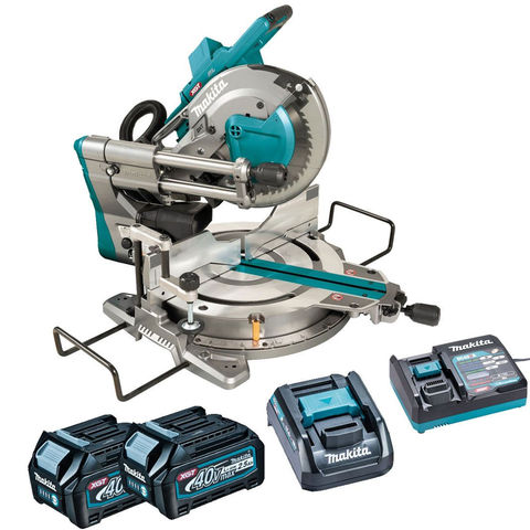 Makita LS004GD201 40VMAX Sliding Compound Mitre Saw 260mm BL XGT with 2 x 2.5Ah Batteries & Fast Charger