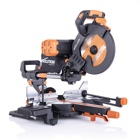 Evolution R255SMS-DB+ Pro-Pack 255mm Double Bevel Sliding Mitre Saw with Multi-Material Cutting 230V