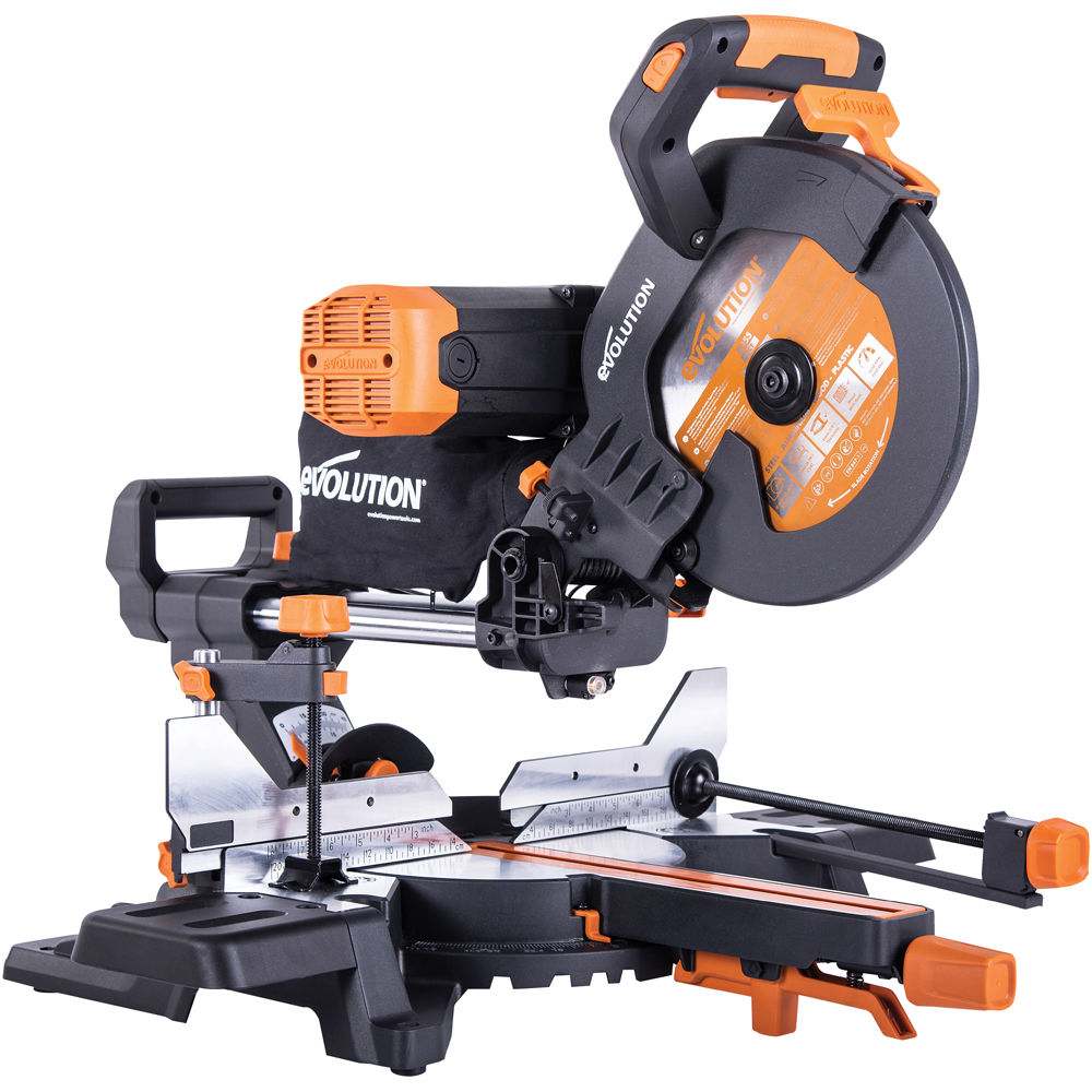 Evolution R255SMS-DB+ Pro-Pack 255mm Double Bevel Sliding Mitre Saw ...