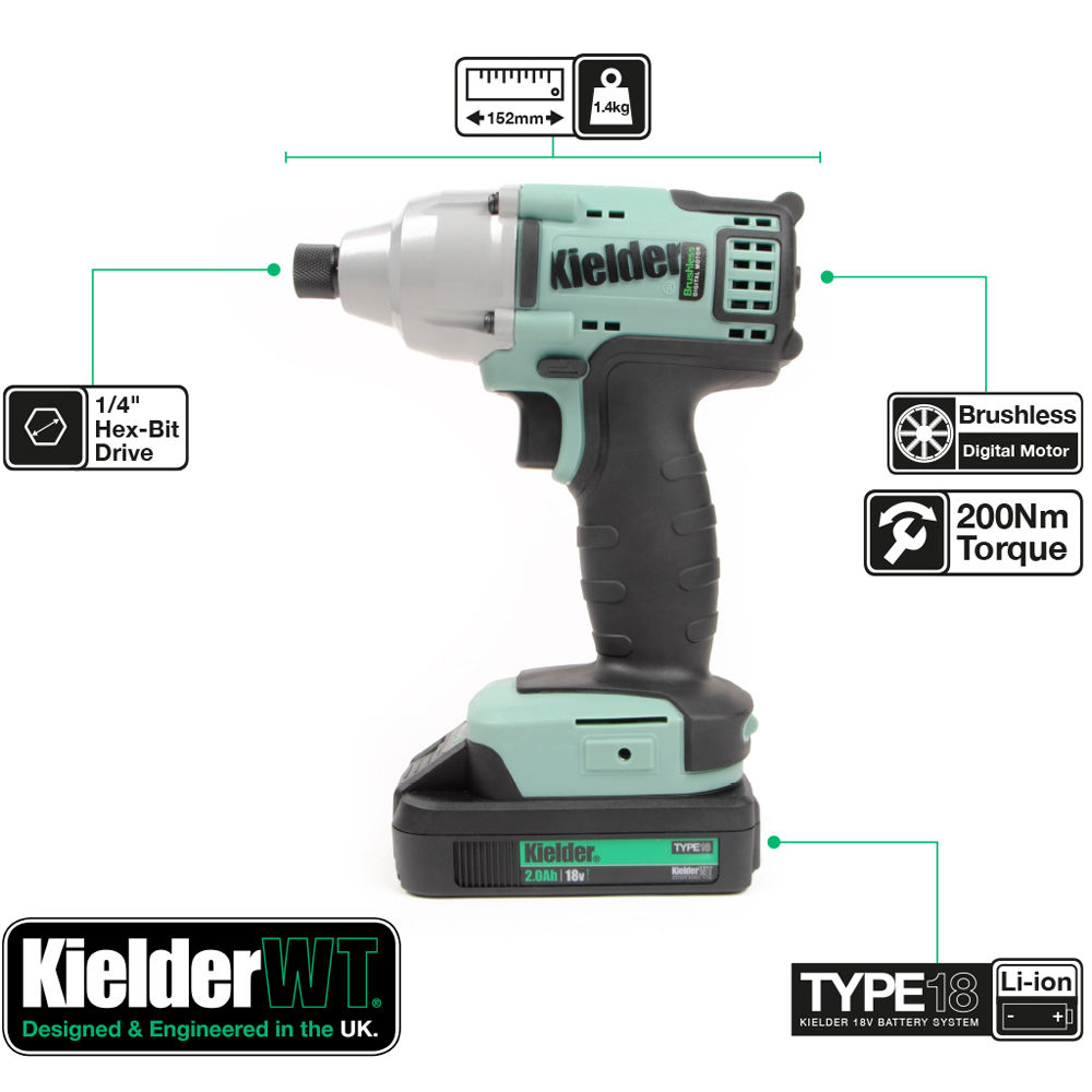 Kielder KWT-TPK 18V Brushless Combi Drill & Impact Driver Twin Pack ...