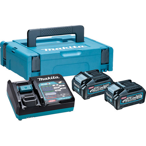 Makita DC40RA XGT Power Source Kit with 2 x 4Ah Batteries, Charger & Makpac Case
