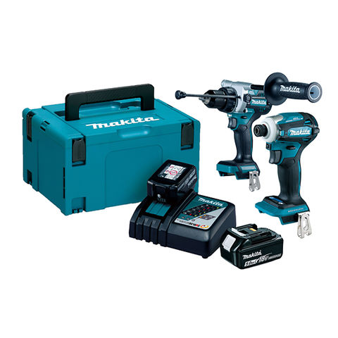 Image of Makita LXT Makita DLX2455TJ 18V LXT 2 Piece Combo Kit with 2 x 5Ah Batteries, Charger & MakPac Case