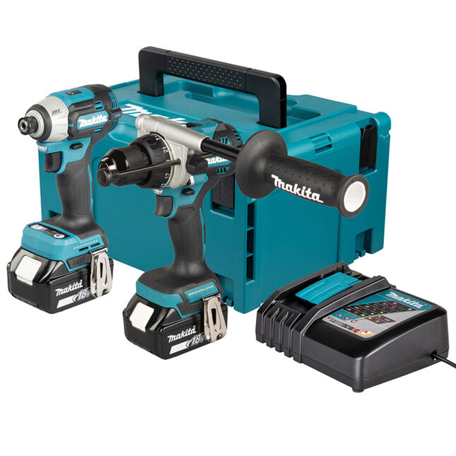 Image of Makita DLX2566TJ 18V Brushless 2pc Combo Kit LXT with DHP492 Combi Drill & DTD154Z Impact Driver with 2x 5Ah Batteries and Charger with Makpac Case
