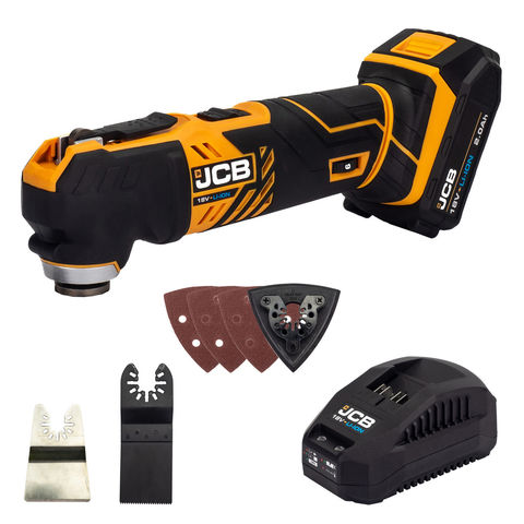 JCB 18MT-2X-B 18V Multi-Tool with 2.0Ah battery and 2.4A charger