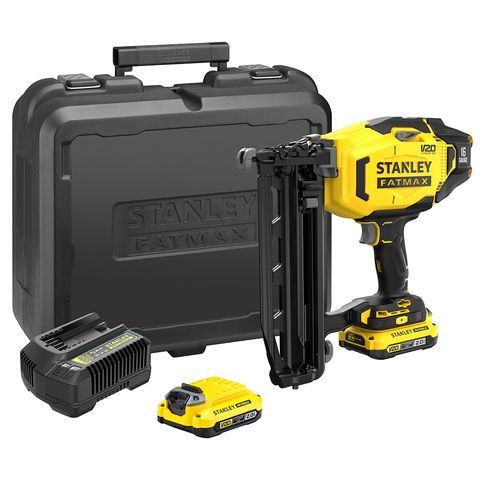STANLEY FATMAX V20 SFMCN616D2K 18V 16-Gauge Finishing Nailer with 2 X 2Ah Batteries, Charger and Kit Box