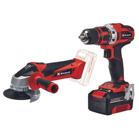 Photo of Einhell Power X-change Einhell Power X-change Te-tk 18/2 Li Kit Cordless Angle Grinder And Drill Driver Kit With 4ah Battery