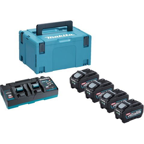 Image of Makita XGT Makita 191U48-0 XGT Power Source Kit with 4 x 5Ah Batteries, Twin Charger and MakPac Case