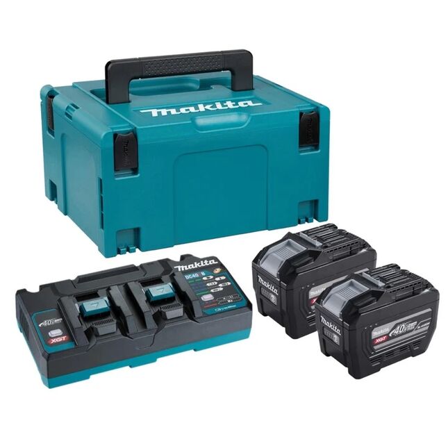 Image of Makita GBAPSKGPE2J 40V XGT Power Source Charger Kit with 2x 8.0Ah Batteries, Charger & Makpac Case