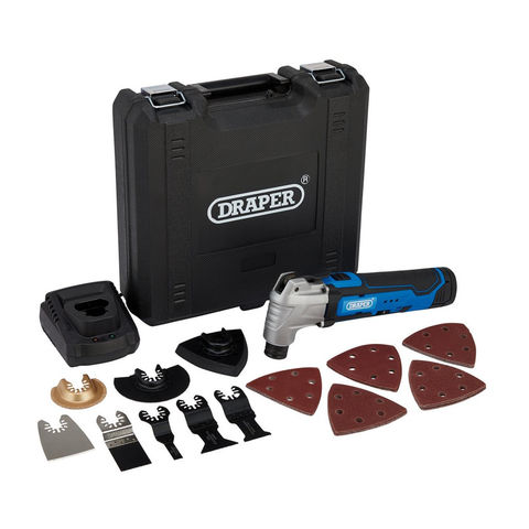 Draper 12V Oscillating Multi-Tool (33 Piece) 1 x Battery 1.5Ah 1 x Fast Charger