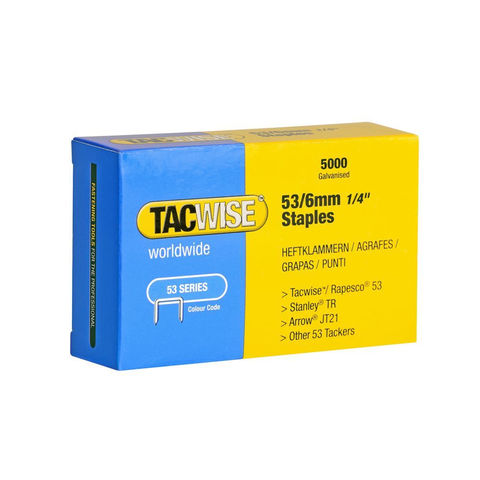 Tacwise 0331 Type 53/6mm Galvanised Staples, Pack of 5000