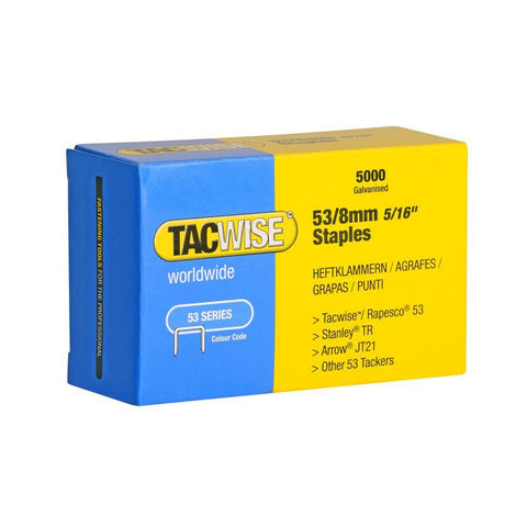 Tacwise 0332 Type 53/8mm Galvanised Staples, Pack of 5000