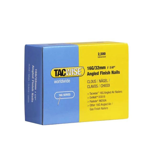 Type 16g Galvanised Angled Finish Nails- 20° Inclined- Pack Of 2500