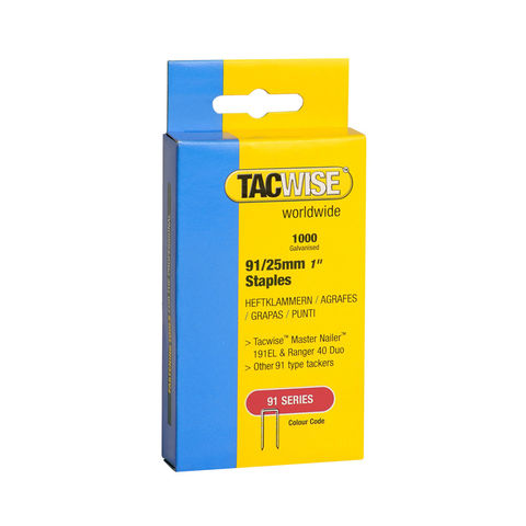 Image of Tacwise Tacwise 91 Series 25mm Galvanised Staples 1000 pack