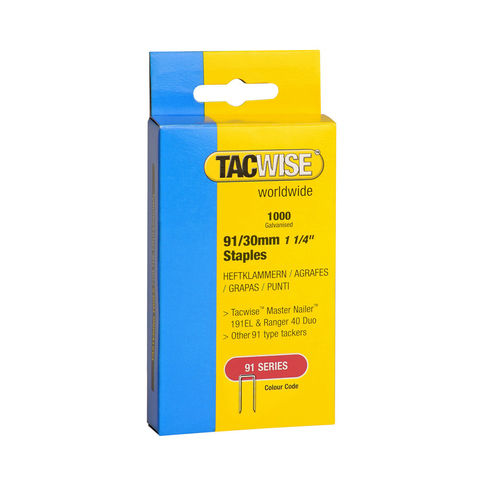 Image of Tacwise Tacwise 91 Series 30mm Galvanised Staples 1000 pack