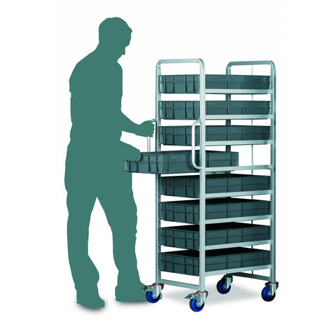 Image of Barton Storage Topstore Braked 8 Tier Euro Container Tray Trolley with 8 22 Litre Containers
