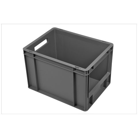 Barton Storage E4327-4P20/5 - 25L Open Fronted Euro Containers - Grey Pack of 5 (400 x 300 x 270mm)