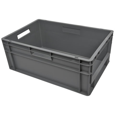 Barton Storage E6424-4P00/2 - 47L Open Fronted Euro Containers - Grey Pack of 2 (600 x 400 x 240mm)