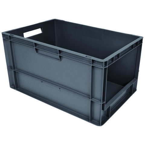 Barton Storage Barton Storage E6432-4P202 - 60L Open Fronted Euro Containers - Grey Pack of 2 600 x 400 x 320mm