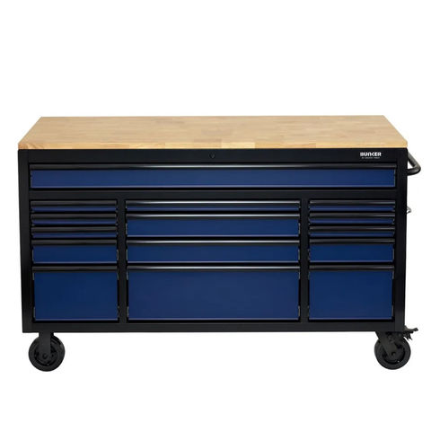 Draper BUNKER® Workbench Roller Tool Cabinet 15 Drawer 61" Blue