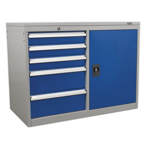 Image of Sealey Sealey API1103B Industrial 5 Drawer & 1 Shelf Cabinet/Workstation