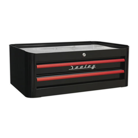 Sealey AP28102BR Mid-Box 2 Drawer Retro Style (Black and Red)