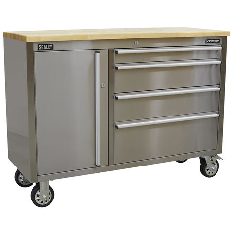 Sealey AP4804SS 4 Drawer Stainless Steel Mobile Tool Cabinet 