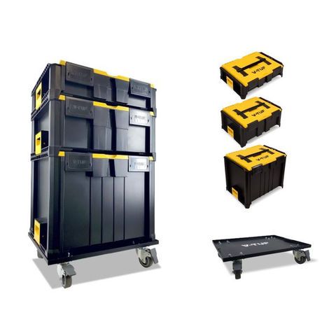 V-TUF STACKPACK 4 Castor Trolley & Storage Box System Starter Kit