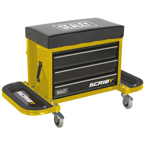 Image of Sealey Sealey SCR18Y Mechanic's Utility Seat & Toolbox - Yellow