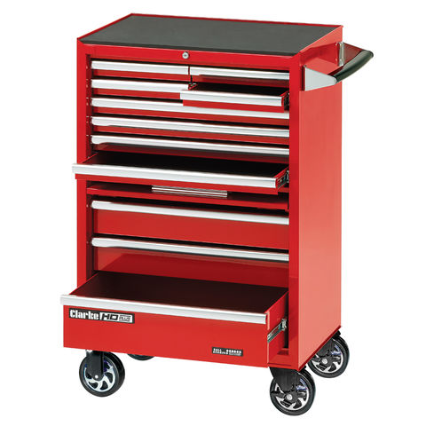 Clarke CBB211DF 26” 11 Drawer Mobile Cabinet with Front Cover - Red