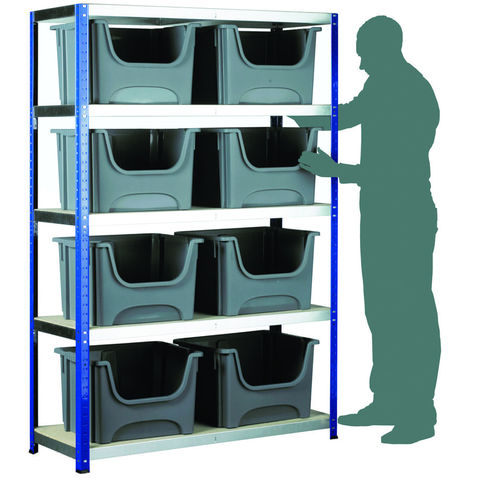 Barton Storage Eco-Rax Shelving Unit With 8 Space Bin Containers