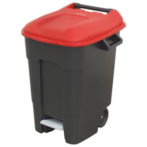 Image of Sealey Sealey BM100PR Refuse/Wheelie Bin with Foot Pedal 100L - Red