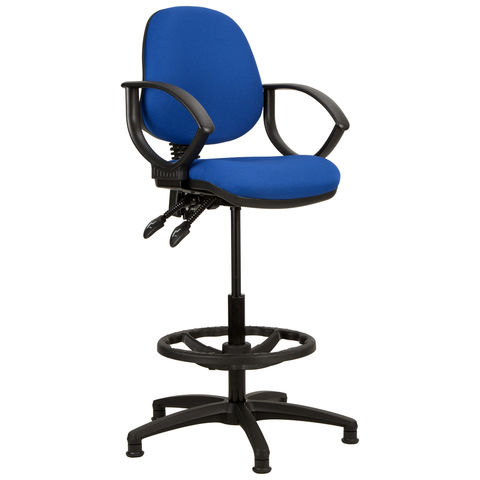 Kirby KR021D Cashier/Draughtsman Chair with Arms - Blue