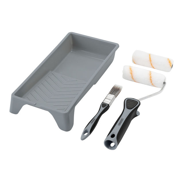 Draper 20796 5 Piece 4" Paint Roller & Brush Set With Soft Grip