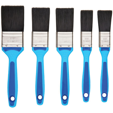 Blue Spot 5 Piece Synthetic Paint Brush Set with Soft Grip Handle (2 x 1", 2 x 1 1/2", 1 x 2")