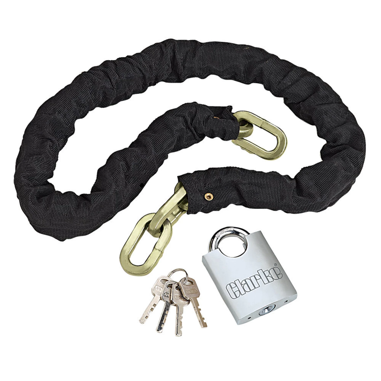Clarke CHT728 Heavy Duty Motorcycle Padlock and Chain - Machine Mart