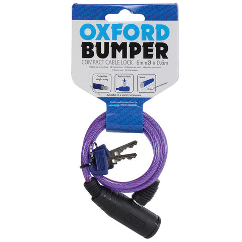 Oxford OF03 Bumper Cable Lock Purple 6mm x 600mm