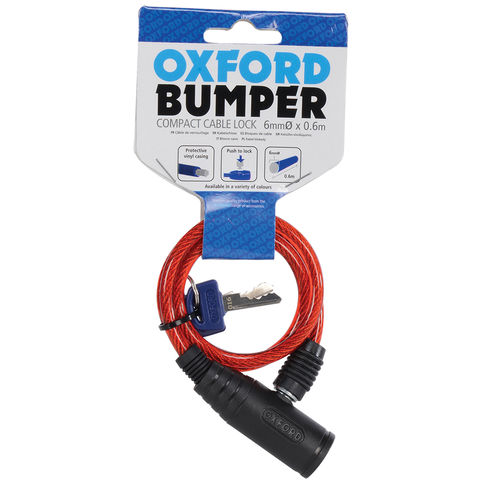 Image of Oxford Oxford OF06 Bumper Cable Lock Red 6mm x 600mm