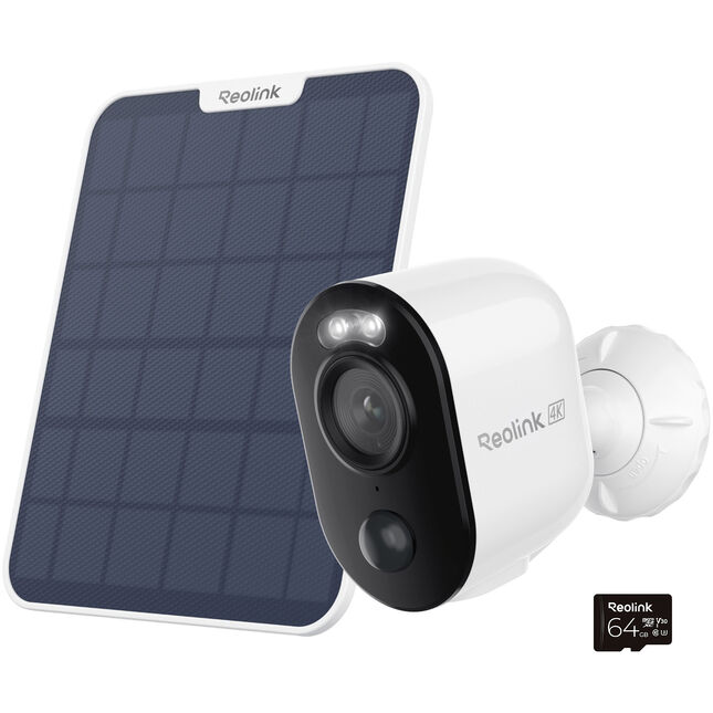 Reolink A4k3s2m64 Argus Series 4k Battery Wifi Outdoor Security Camera With Solar Panel + 64gb