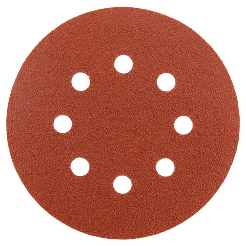 Image of National Abrasives Alu. Oxide Hook & Loop 125mm Sanding Discs - Holes, Assorted