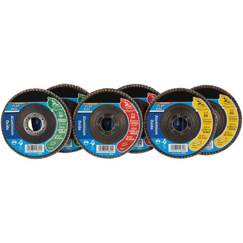 6 Piece 115mm Aluminium Oxide Flap Disc Set