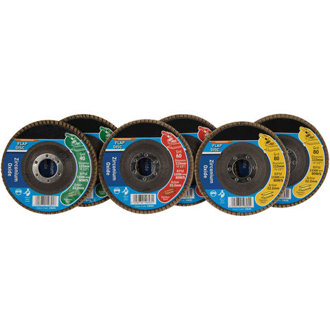 Image of Machine Mart 6 Piece 115mm Zirconium Oxide Flap Disc Set