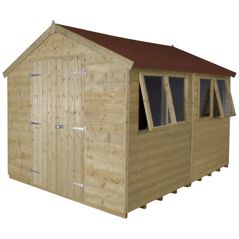 Forest Forest 8x10ft Apex Pressure Treated Shiplap Double Door Shed
