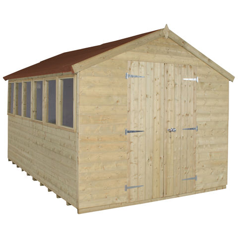 Forest Forest 8x12ft Apex Pressure Treated Shiplap Double Door Shed