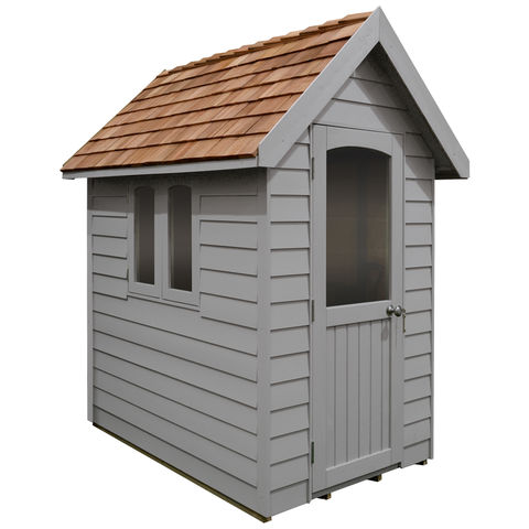 Forest Redwood Lap Retreat 6x4 Apex Shed - Grey (Assembled)