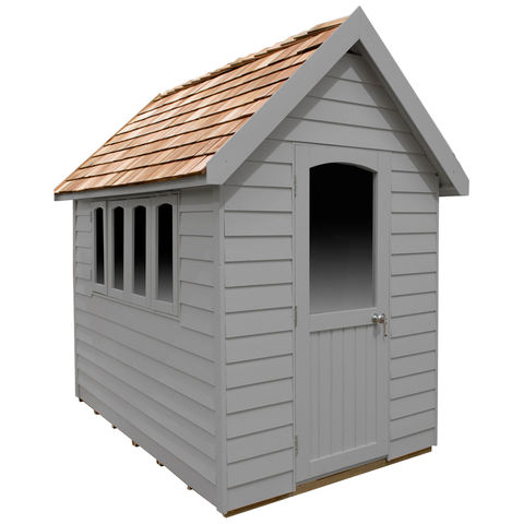 Forest Redwood Lap Retreat 8x5 Apex Shed - Grey (Assembled)