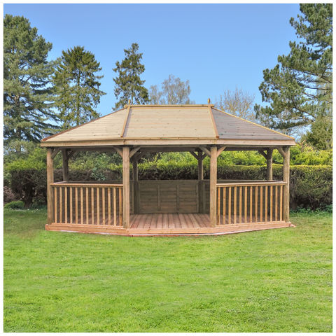 Photo of Forest Forest 6m Premium Oval Wooden Gazebo With Timber Roof And Benches -assembled-