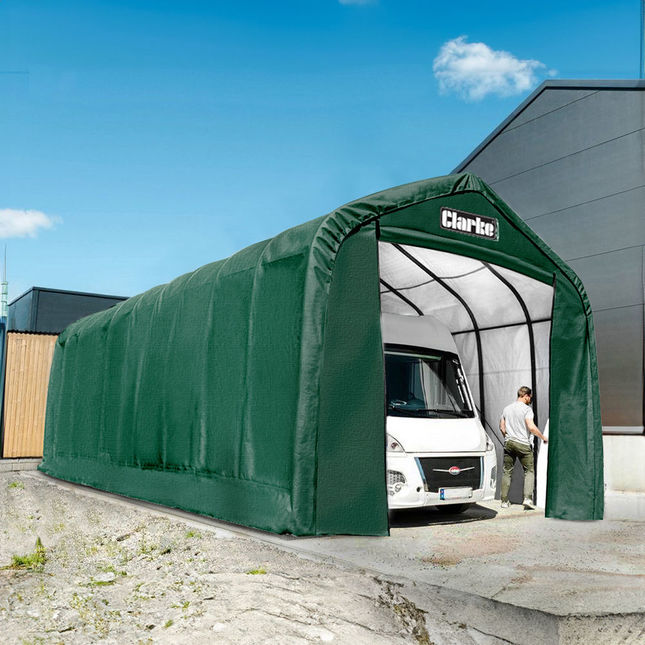 Clarke CIG1640 XX-Large Garage / Workshop with Apex Roof – Green 12 x 4.9 x 4.3m
